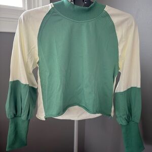 Green and Cream Women's Top